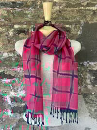 Image 4 of Fushia Squares — Merino Wool Scarf