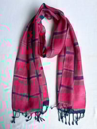 Image 1 of Fushia Squares — Merino Wool Scarf