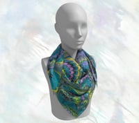 Image 1 of Pretty Peacock Square Silk Scarf
