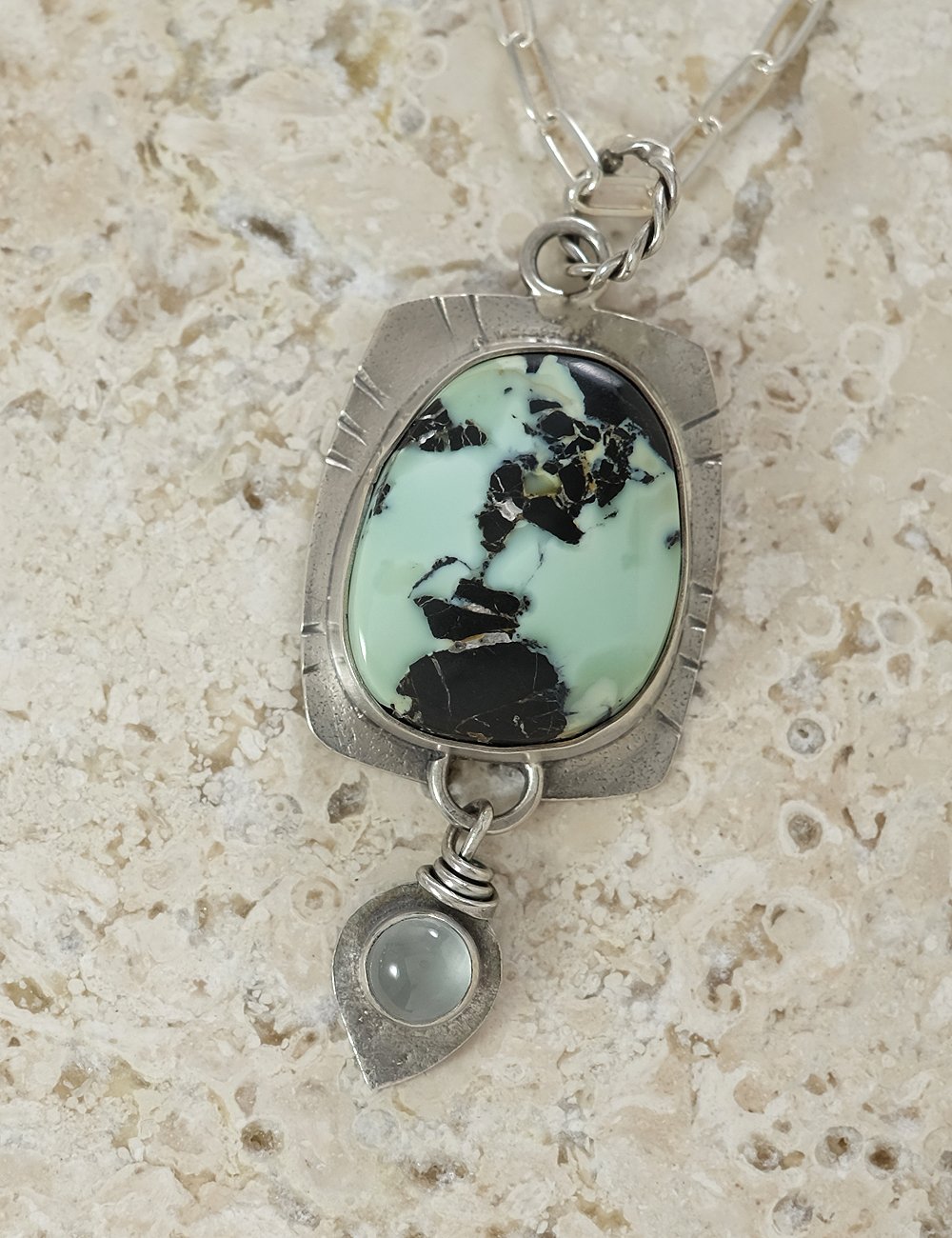 Image of Variscite, Chalcedony and Sterling