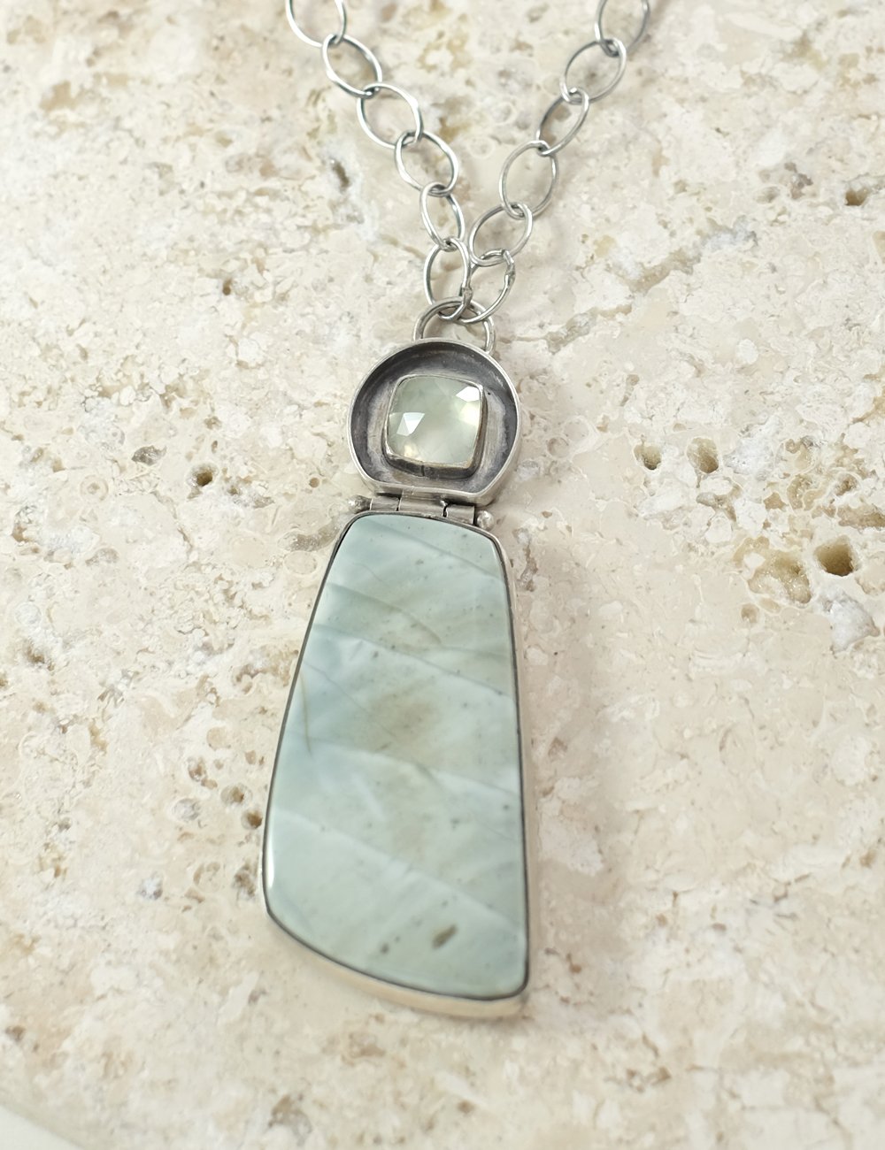 Image of Willow Creek Jasper with Rose Cut Prehnite Necklace