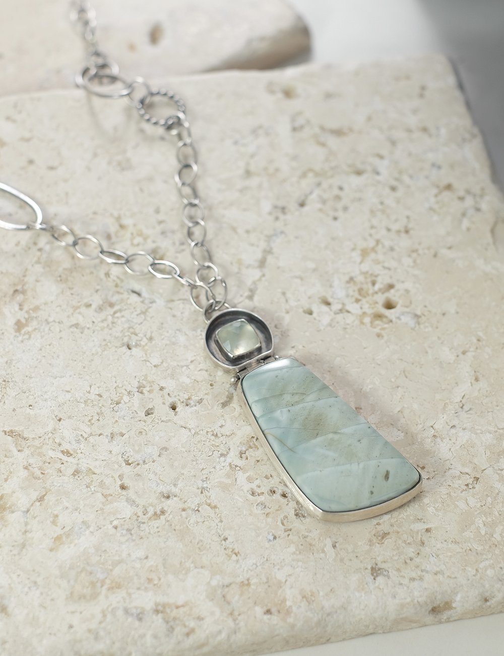 Image of Willow Creek Jasper with Rose Cut Prehnite Necklace