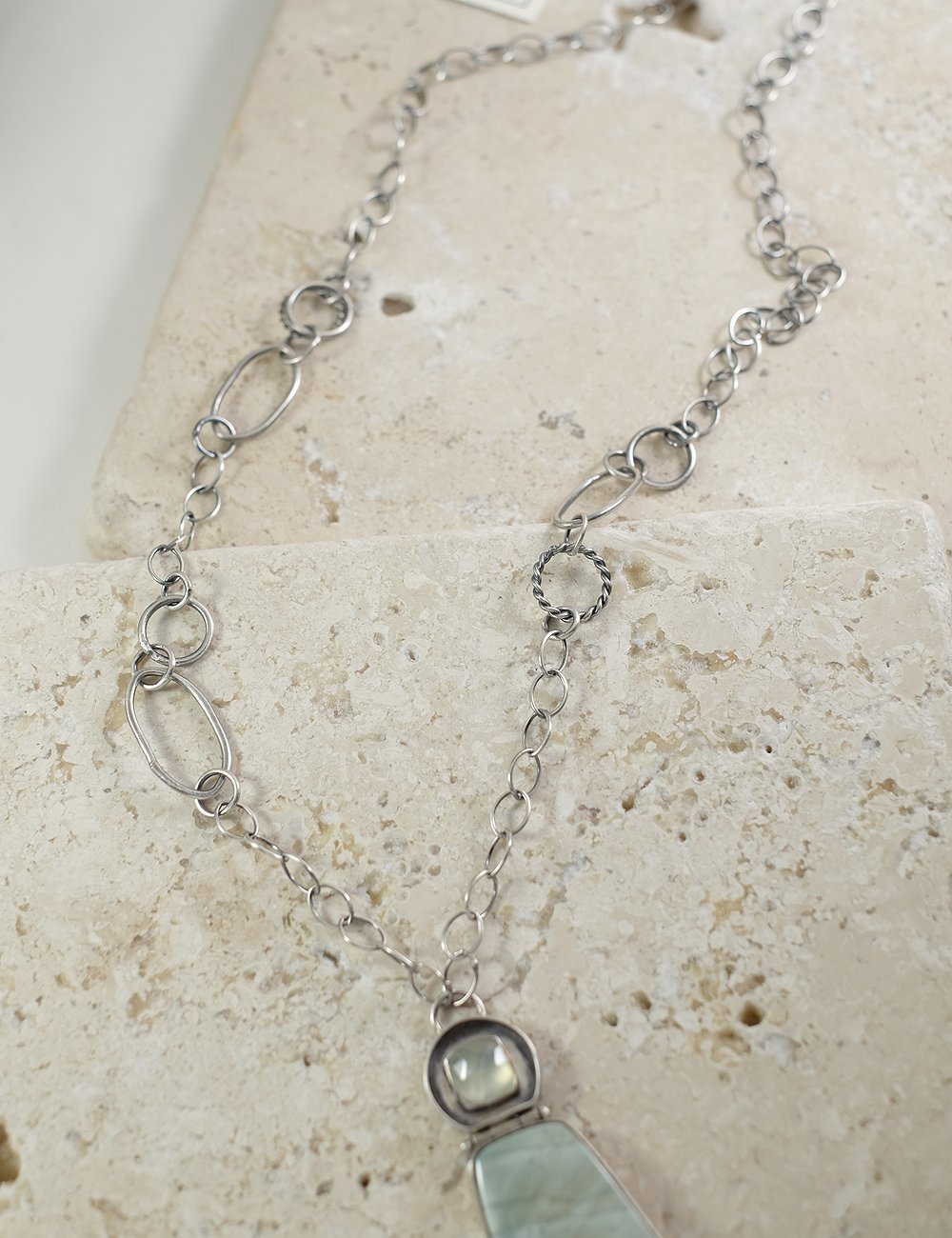 Image of Willow Creek Jasper with Rose Cut Prehnite Necklace