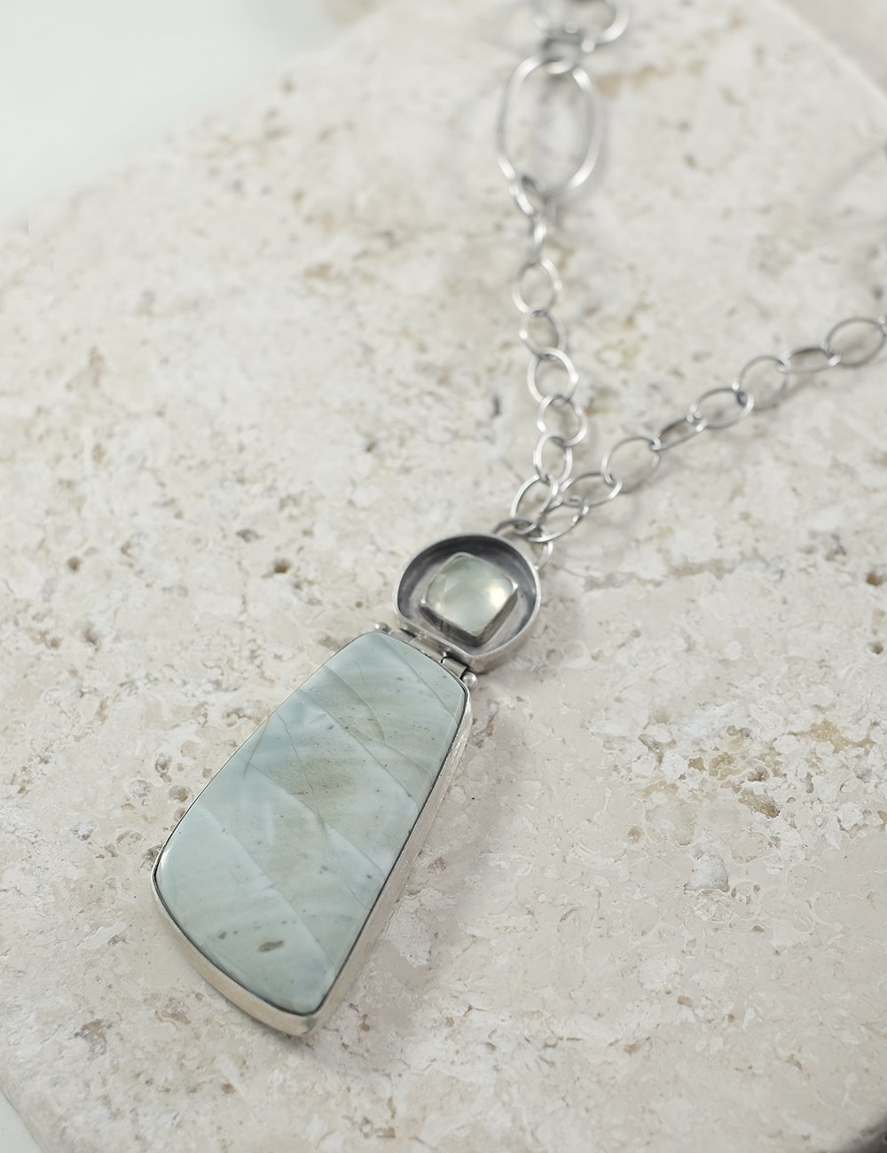 Image of Willow Creek Jasper with Rose Cut Prehnite Necklace