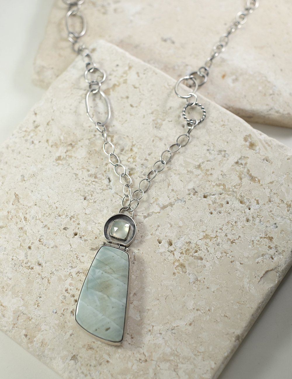 Image of Willow Creek Jasper with Rose Cut Prehnite Necklace