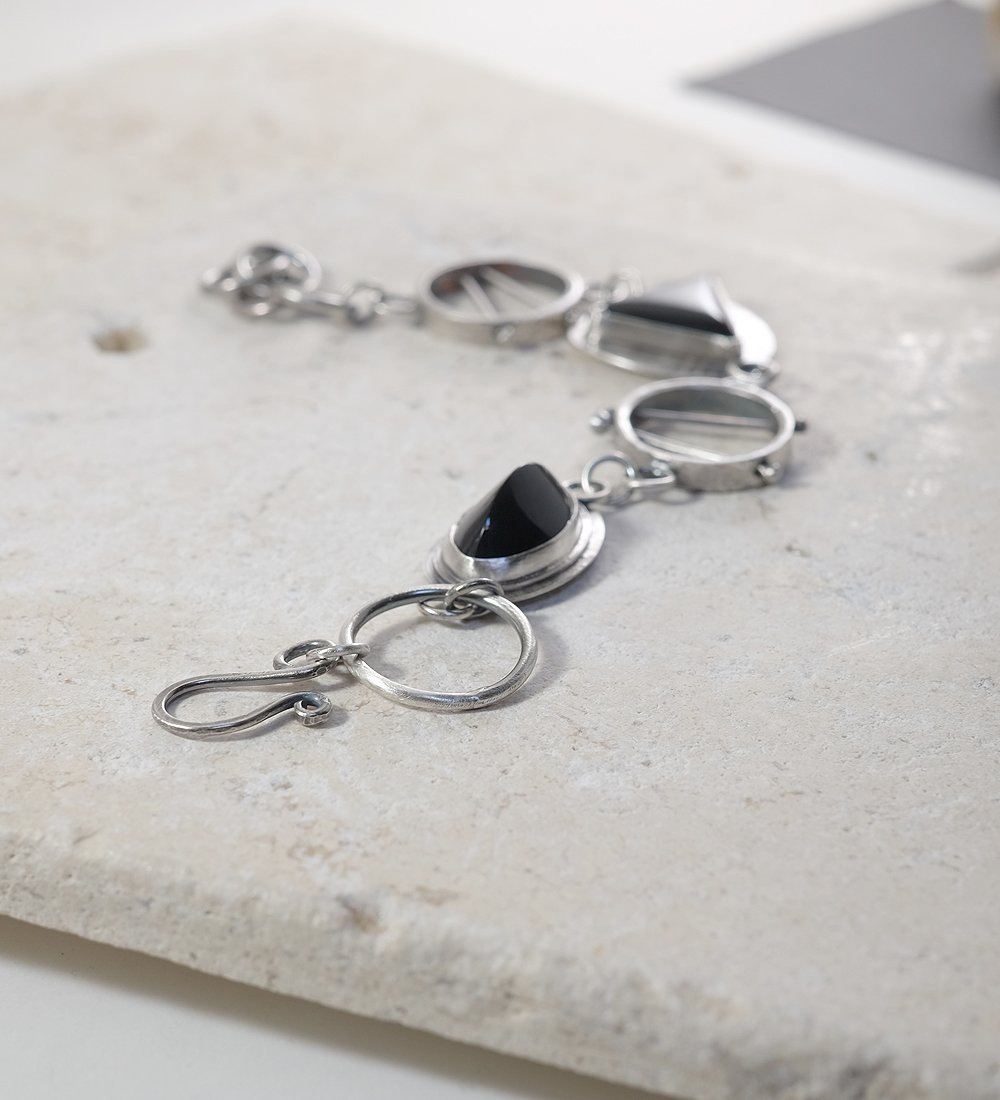 Image of Obsidian and Sterling, Handmade Links, Bracelet