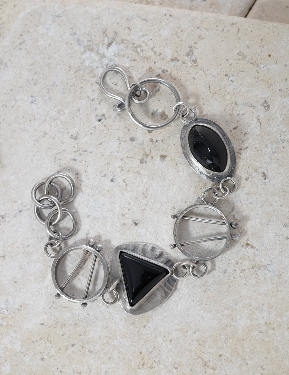Image of Obsidian and Sterling, Handmade Links, Bracelet