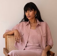 Image 1 of CHOOSY- Cropped Pocket Shirt Rosé Pink