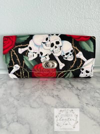 Image 1 of NCW - Necessary Clutch Wallet -  Skulls and Roses