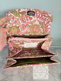 Image 3 of NCW - Necessary Clutch Wallet -  Salmon and Green Paisley with Cork Flap