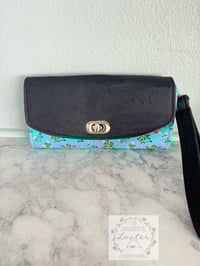 Image 1 of NCW - Necessary Clutch Wallet -  Turquoise and Red with Cork Flap