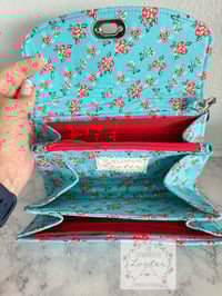 Image 3 of NCW - Necessary Clutch Wallet -  Turquoise and Red with Cork Flap
