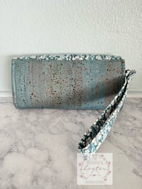 Image 2 of NCW - Necessary Clutch Wallet -  Turquoise and White with Cork Body
