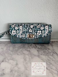 Image 1 of NCW - Necessary Clutch Wallet -  Turquoise and White with Cork Body