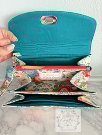 Image 3 of NCW - Necessary Clutch Wallet -  Blue and Red Floral with Cork Flap
