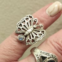 Sterling Silver Butterfly & Moonstone Ring