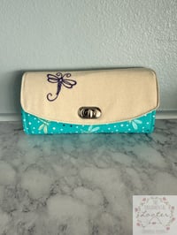 Image 1 of NCW - Necessary Clutch Wallet -  Dragonfly with embroidered flap