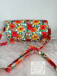 Image 1 of NCW - Necessary Clutch Wallet -  Orange Tropical with Shoulder Strap
