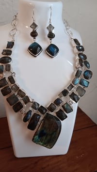 Image 3 of FACETED LABRADORITE NECLACE AND EARRING SET