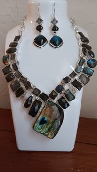 Image 1 of FACETED LABRADORITE NECLACE AND EARRING SET