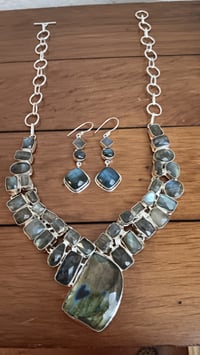 Image 8 of FACETED LABRADORITE NECLACE AND EARRING SET