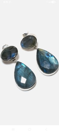 Image 3 of LABRADORITE TEARBDROP BIB NECKLACE AND EARRING SET