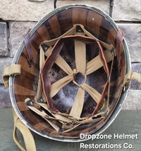 Image 13 of WWII 517th PRCT Airborne McCord Fixed Bale Front Seam Helmet Seaman Paper Co. Liner.