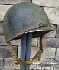 Image 3 of WWII 517th PRCT Airborne McCord Fixed Bale Front Seam Helmet Seaman Paper Co. Liner.