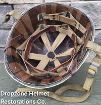 Image 11 of WWII 517th PRCT Airborne McCord Fixed Bale Front Seam Helmet Seaman Paper Co. Liner.