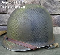 Image 9 of WWII 517th PRCT Airborne McCord Fixed Bale Front Seam Helmet Seaman Paper Co. Liner.