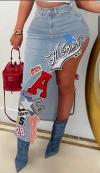 Image 3 of Denim letter skirt