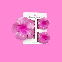 Hibiscus Hair Claw Clip Set