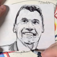 Image 5 of The Birthday Smile — Charlie Kirk Ink Brush Portrait (4×6)