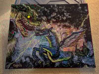 Legendary Dragon vs Horned Pegasus Original Painting 