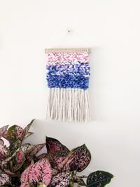 Image 1 of Woven Wall Hanging - Textured, Pink and Blue (small)