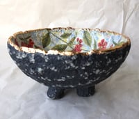Image 8 of Handcrafted Paper Mache Bowl with Red Floral Design – Rustic Art Home Decor