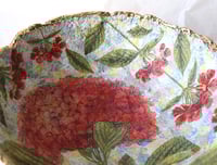 Image 7 of Handcrafted Paper Mache Bowl with Red Floral Design – Rustic Art Home Decor