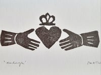 Image 1 of Cladagh linocut