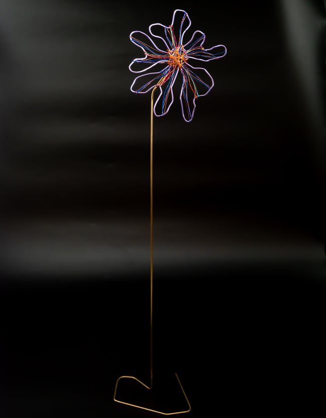 Handmade Wire Flower Sculpture: Purple Daisy Home Decor Gift