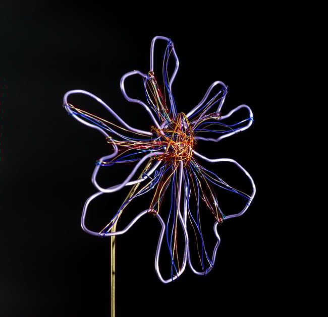 Handmade Wire Flower Sculpture: Purple Daisy Home Decor Gift