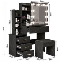 Image 5 of Hollywood Mirror Dressing Table with Storage, Drawers Vanity Makeup Desk