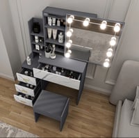 Image 2 of Hollywood Mirror Dressing Table with Storage, Drawers Vanity Makeup Desk