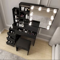 Image 4 of Hollywood Mirror Dressing Table with Storage, Drawers Vanity Makeup Desk