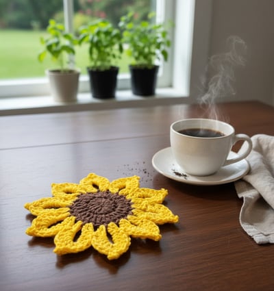 Image of Sunflower Crochet Coasters