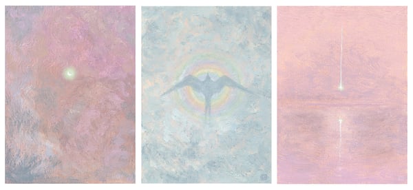 Image of (Green glow) I & II ~ A broken spectre from a bird’s view ~ Fireball meteor falling into the ocean