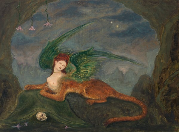 Image of Dream of a sphinx on green velvet 