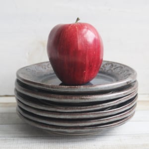 Image of Custom Order for Sid - 6 Rustic Modern Handmade Dessert Plates in Charcoal and Midnight Blue