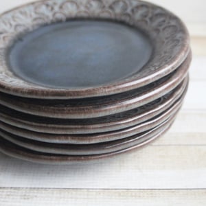 Image of Custom Order for Sid - 6 Rustic Modern Handmade Dessert Plates in Charcoal and Midnight Blue