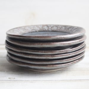 Image of Custom Order for Sid - 6 Rustic Modern Handmade Dessert Plates in Charcoal and Midnight Blue
