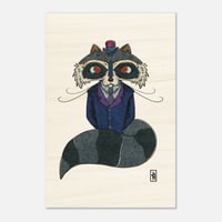 Image 1 of Raccoon - Wood print 20x30 cm / 8x12″